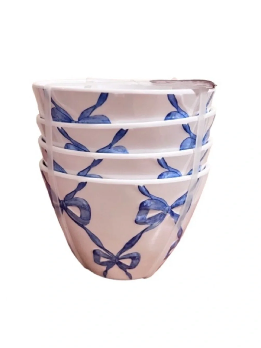 🆕-Shabby Chic- Blue Bow Coquette Melamine 5-Piece Bowl Set.
